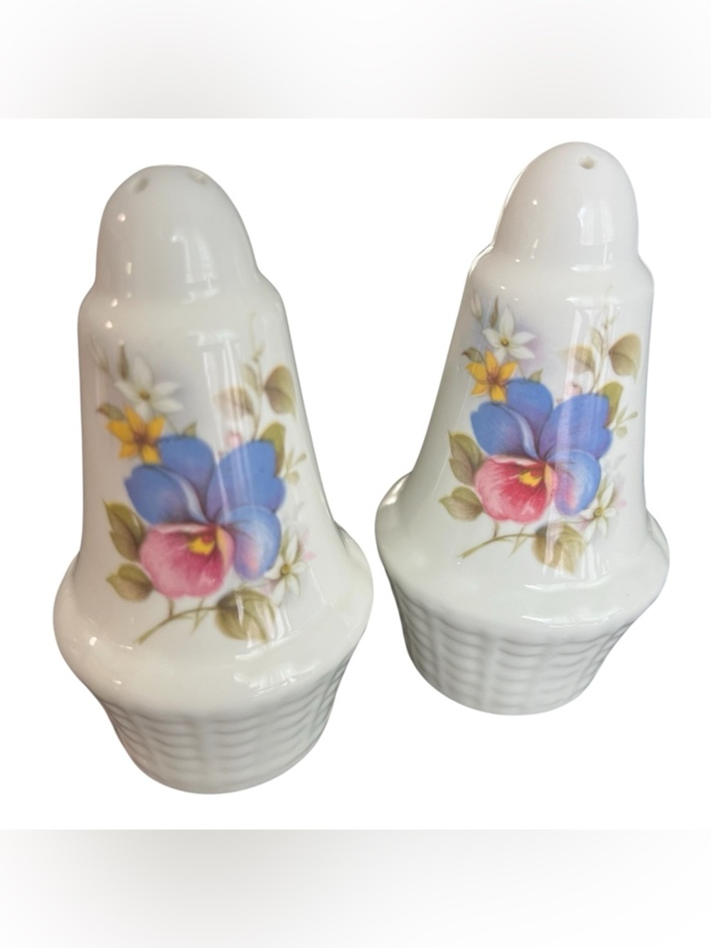 Sandford Vintage Floral Salt and Pepper Shaker Pair - White Fine Bone China